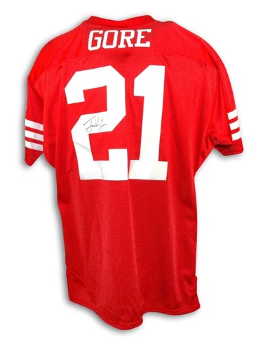 Frank Gore Autographed/Hand Signed San Francisco 49ers Red Throwback Jersey