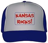KANSAS ROCKS! Adult Mesh Back Trucker Cap / Hat ROYAL