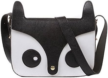 Meet Color Stylish Middle Cute Carton Retro Shoulder Messenger Bag Crossbody Satchel Handbag Black