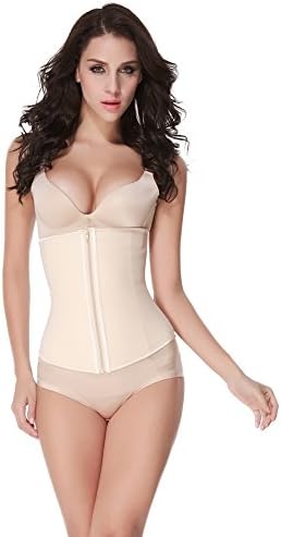 FitChick Zippered Waist Training Corset (XL, Apricot)