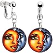 Handcrafted Celestial Sun and Moon Clip Earrings