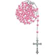 Pink Bead Rosary with Round Beads in 6mm - 28'' Necklace - 20'' Overall Length