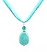 Necklace - N32 - Genuine Semi Precious Gemstone on Five-Strand Organza and Cotton Cord + 2" Extension Chain - Teardrop ~ Magnesite Turquoise