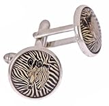 Silver plated cufflinks with Zebra image with presentation box. Made in the U.S.A