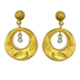 24k Yellow Gold Flat Round 0.02ct Round Diamond Earrings