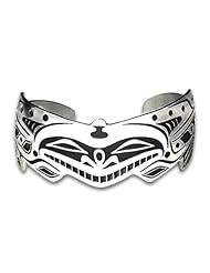 Sterling Silver Double Killer Whale Northwest Coast Native American Bracelet. Made in USA.