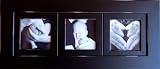 Collage Picture Frame, 5x5 Black Multi Photo Frame with 3 Square Openings and Lightly Distressed (Sanded) Edges - Triple Frame Hangs Horizontally or Vertically