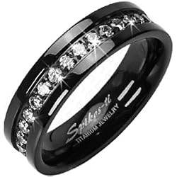 Spikes Titanium Black Star struck Ring