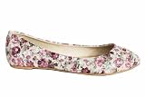 Ladies Qube Sequin Floral White Flat Casual Pump