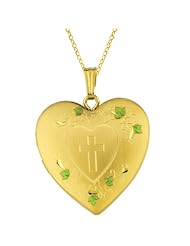 14K Gold over Sterling Silver Heart Shaped Locket w/ cross hearts & swirls Necklace