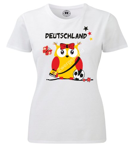 WM Deutschland | Fan T-Shirt | Trikot Fanshirt | Damen-Fussball | Deutschland Eule Rosali (XL)