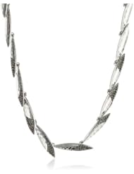 Judith Jack "Silver Rain" Hammered Sterling Silver and Marcasite Tear Shaped Collar Necklace, 16"