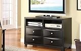 TV Stand with Four Drawers in Black Finish