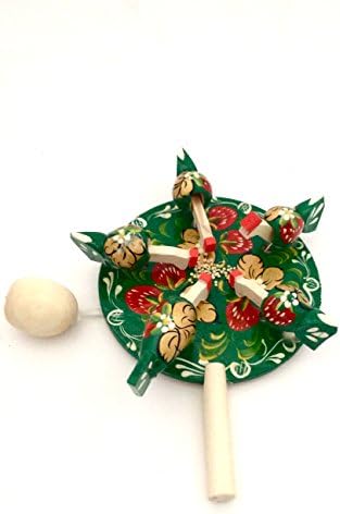 Russian Toy Chicken Pecking Paddle Hand Carved Hand Painted New