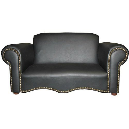 Kitchen: Traditional child size Sofa Black leatherette, by Fantasy Furniture