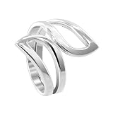 Sterling Silver 23mm Leaf Overlapping Front Polished Finish 5mm Band Ring Size 6, 7, 8, 9