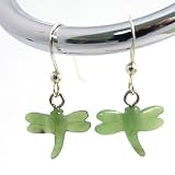 Kin Emerald Jade Dragonfly Dangle Earrings