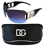 DG Eyewear Black Oversized Rimless Sunglasses and Oversized Case