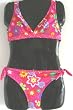 Girls 2 Pc Bikini Bra Top with Tie Sides Bottom - HotPinkFloral