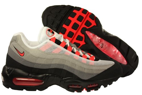 Nike Air Max 95 Mens Running Shoes [609048-106] White/Solar Red-Neutral Grey-Medium Grey Mens Shoes 609048-106-10