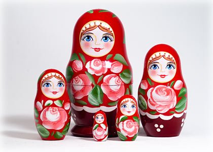 RUSSIAN FLORAL MAIDEN TRADITIONAL MATRYOSHKA 5 PIECE NESTING DOLL