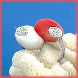 14K Coral, Mother of Pearl & Diamond Ring