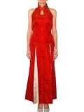 Auspicious signs red Chinese shoulderless dress