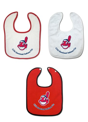 Cleveland Indians 3 Pack Snap Bib Set