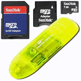 Secure Digital (SD) Multimedia Mobility Combo Kit of Sandisk 1GB microSD, SD Adapter, miniSD adapter and USB (Secure Digitial) SD High Speed Yellow Color Card Reader / Writer