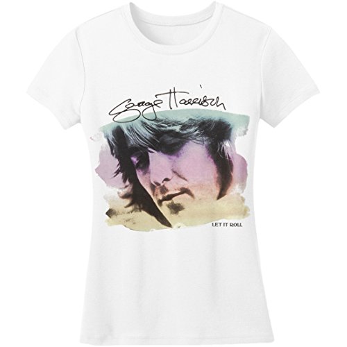 Beatles Women's George Harrison Watercolor Portrait Girls Jr White