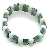 Lucky And Protection Hematite And Light Green Cats Eye Bracelet