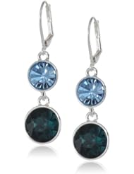 Napier "Color Sparklers" Silver-Tone Sparkling Blue Leverback Drop Earrings