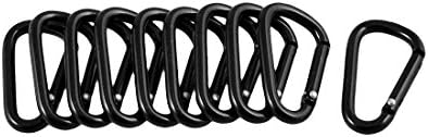 Sodio 10 Pcs D Shaped Aluminum Alloy Keychain Carabiner Hook Black