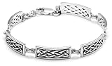 Sterling Silver Celtic Design Square Link Bracelet, 8"