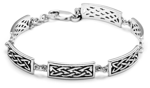 Sterling Silver Celtic Design Square Link Bracelet, 8