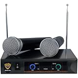 Nady DKW DUO HT P/R VHF Dual Wireless Handheld Microphone System - includes 2 microphones, AC adapter and audio cable - Easy setup - Karaoke, performance, presentation, public address