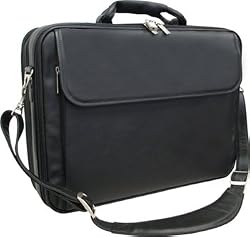 Black Leather Notebook Computer Bag (#85-0)