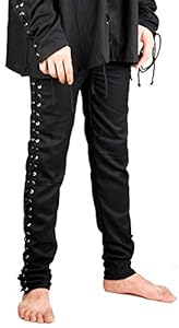 Medieval Renaissance Pirate Gothic Death Pants Costume [Black] (Small/Medium)