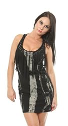Perpetual Vogue Black Rings Fringed Rocker Tunic Top Dress