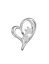 925 Silver 2 Plumeria In Heart Slider Pendant Hawaiian Silver Jewelry
