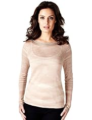 Per Una Speziale Metallic Knitted Top with Silk