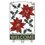 Welcome Sign Large - Christmas Poinsettia (12 x 19) by Regal Gift