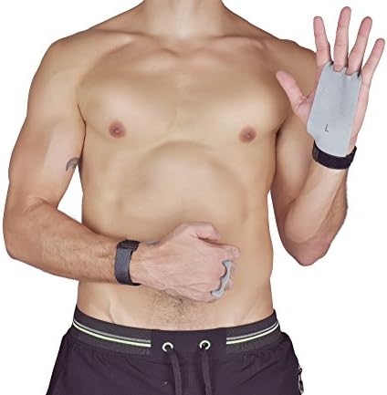 Mumo Textured Leather hand Grips for Crossfit, pull ups, Kettlebell Swings, Power Lifting and Gymnastics for Men &amp; Women Medium