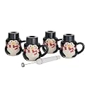 BonJour Penguin Set of 4 Mugs with Mini Frother