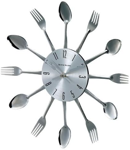LJSGK Spoon Fork Clock, Silver