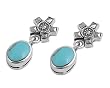 Earrings with Turquoise and Marcasite - Sterling Silver - 28 mm