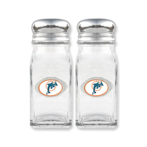 NFL Dolphins Glass Salt Pepper Shakers