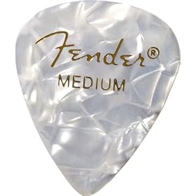 Fender 351 Premium Celluloid Guitar Picks, 12 Pack, White Moto, Medium