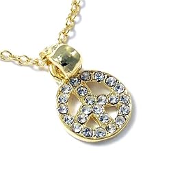 Small Delicate Crystal Peace Sign Pendant Necklace Fashion Jewelry