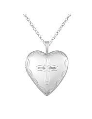 Sterling silver Heart Shaped Locket w/ Cross Necklace